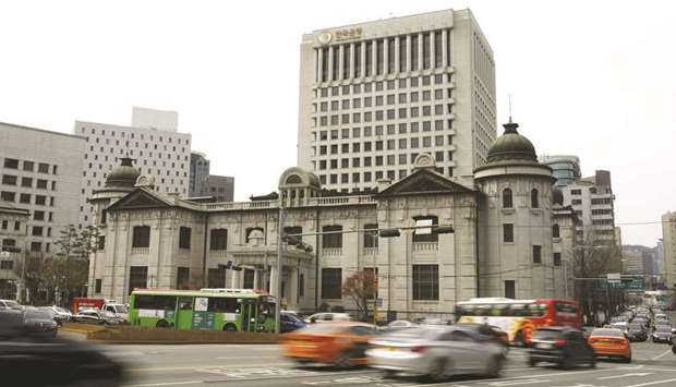 The Bank of Korea building in Seoul. The BoK will meet on Thursday amid increasing expectations it will cut rates later this year after an unexpected slide in inflation in March.