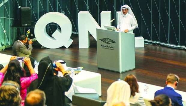 HE the Minister of State Dr Hamad bin Abdulaziz al-Kuwari speaking at the event.rnrn
