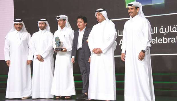 Some of the winners with HE the Prime Minister and Interior Minister Sheikh Abdullah bin Nasser bin Khalifa al-Thani and other dignitaries.