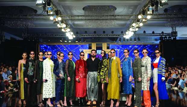 MILLENNIAL: Hussain Rehar, a fine new addition to the fashion industry, showcased a boho chic collection that caterwauled colour, glitter and prints.