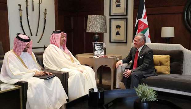 Jordan's King Abdullah II, Supreme Commander of the Jordanian Armed Forces, met with HE the Deputy Prime Minister and Minister of State for Defence Affaris Dr Khalid bin Mohamed al-Attiyah at the Al Husseiniya Palace