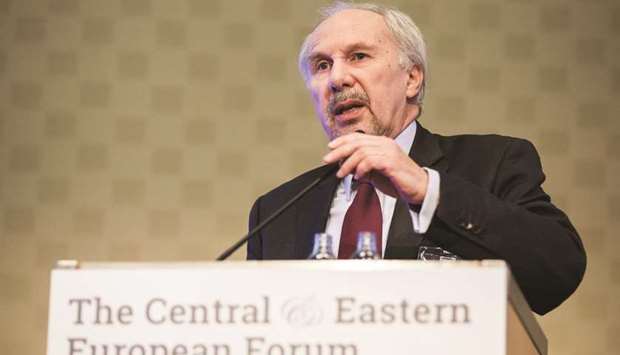 Ewald Nowotny, governor of Austriau2019s central bank and ECB governing council member, speaks during the Euromoney Central And Eastern European Forum, in Vienna (file). Nowotny joins a number of policy makers including President Mario Draghi who in recent days expressed cautious optimism that the 19-nation economy will start to recover later this year, as the latest forecasts assume.