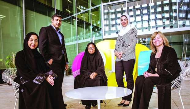 (From left) Dr Dena al-Thani, Dr Bilal Mansoor, Bilikis Banire, Dr Marwa Qaraqe and Sherri L Miller.