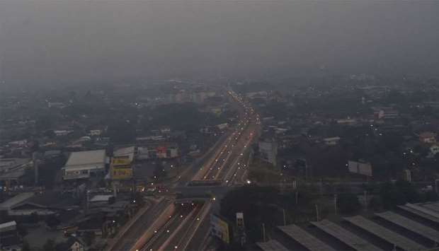 Haze blanketing over the northern Thai province of Chiang Mai