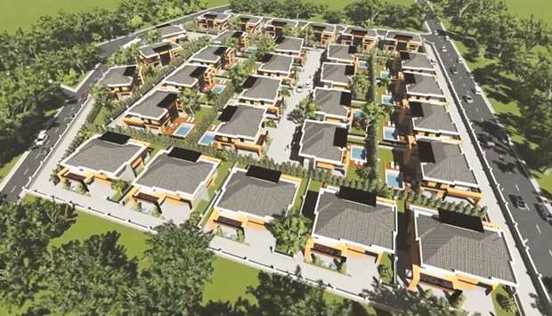 An artistu2019s impression of a villa compound.