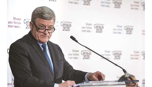 Steven Dillingham, United States Census Bureau Director, speaks about the upcoming Census 2020 at the National Press Club in Washington, DC, yesterday. From June 2020 through July 2020 census takers will go door-to-door to count people who have not responded to the 2020 Census.