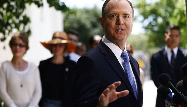 Chairman of the House Intelligence Committee Adam Schiff speaks at a press conference discussing today's release of the redacted Mueller report on April 18, 2019 in Burbank, California