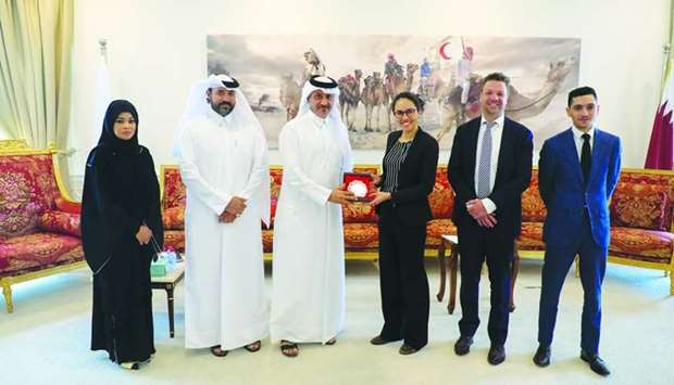 Qatar Red Crescent Society (QRCS) officials with a delegation from the Dutch Ministry of Foreign Affairs.