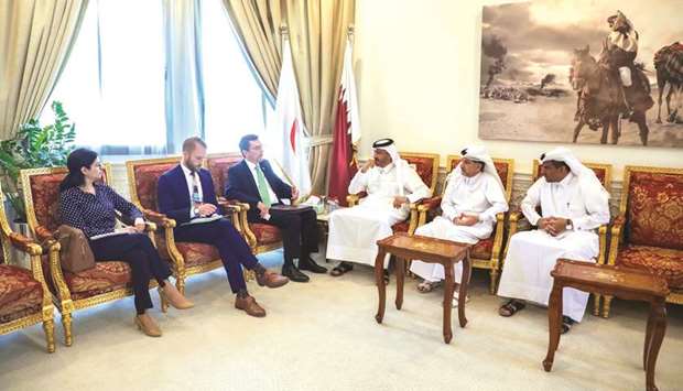 The US embassy delegation members holding talks with Qatar Red Crescent Society (QRCS) officials.