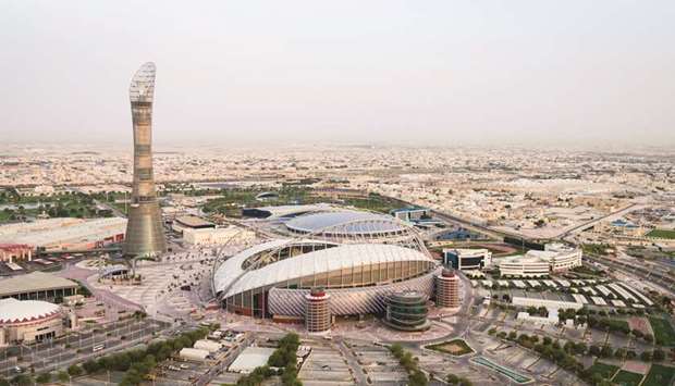 An aerial view of the Khalifa International Stadium