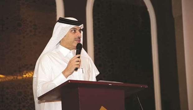 Sheikh Dr Mohamed bin Hamad al-Thani speaking at the event.