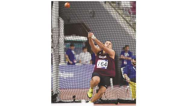 Ashraf El-Seify of Qatar in action on way to a silver medal in the hammer throw on the final day of the Asian Athletics Championships. PICTURE: Noushad Thekkayil