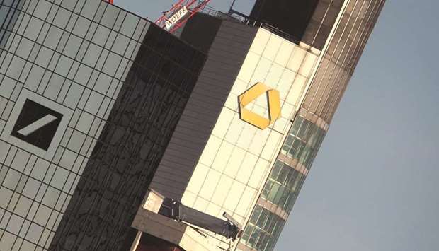 Deutsche Bank and Commerzbank towers are pictured in Frankfurt am Main. Germanyu2019s two largest banks yesterday announced that nearly six weeks of high-level negotiations about a tie-up had ended in failure.