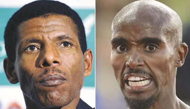 A combination picture of Haile Gebrselassie (L) and Mo Farah.