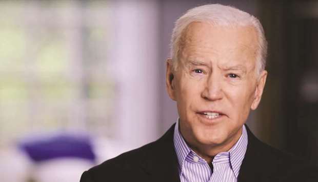 Former vice president Joe Biden announces his bid for the presidency in the 2020 elections in Washington yesterday.