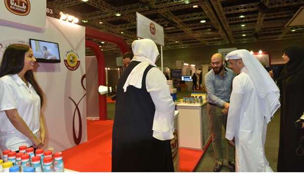HE the Minister of Education and Higher Education Dr Mohamed Abdul Wahed Ali al-Hammadi visiting the Baladna stand at the event.