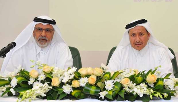 Al-Naimi and QNCC general manager Mohamad Ali al-Sulaity addressing the media. PICTURE: Nasar K Moideen
