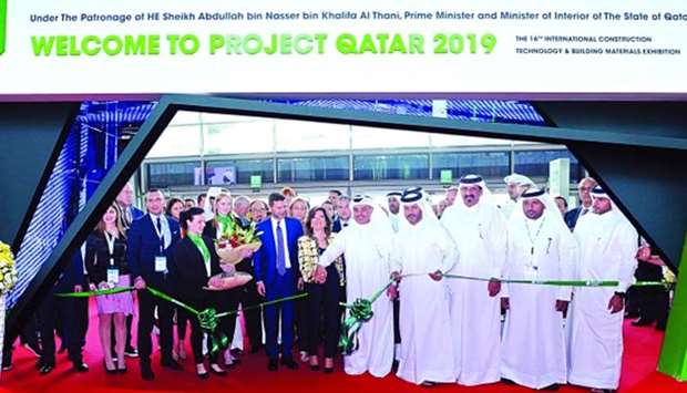 HE the Minister of Commerce and Industry Ali bin Ahmed al-Kuwari, Italian Senate President Maria Elisabetta Alberti Casellati, Italian ambassador Pasquale Salzano and other dignitaries at the ribbon cutting ceremony to officially open Project Qatar 2019 at DECC. PICTURES: Ram Chand.