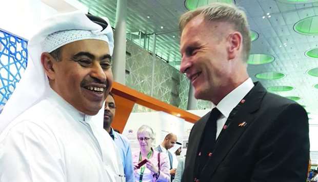 German ambassador Hans-Udo Muzel (right) with Qataru2019s Minister of Commerce and Industry HE Ali bin Ahmed al-Kuwari at Project Qatar 2019. PICTURE: Joey Aguilar