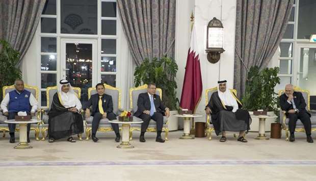 His Highness the Amir Sheikh Tamim bin Hamad al-Thani met at the Amiri Diwan Tuesrday with heads of the delegations taking part in the 16th Ministerial Meeting of the Asia Co-operation Dialogue (ACD) in Doha. The Amir also hosted a dinner banquet in honour of the heads of the delegations.