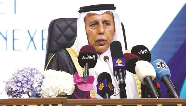 HE the Advisory Council Speaker Ahmed bin Abdullah bin Zaid al-Mahmoud addressing the press conference. PICTURE: Jayaram