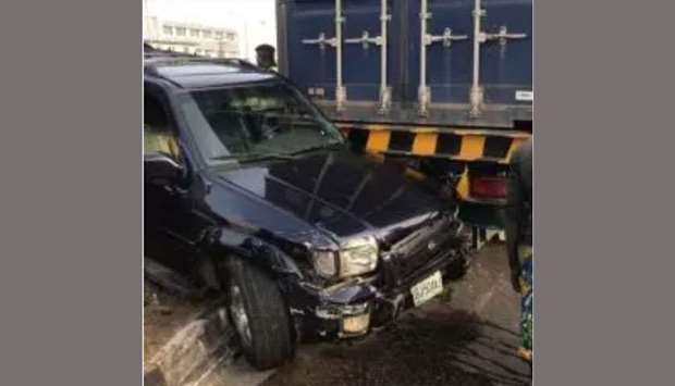 The truck and one of the cars involved in the accident. Picture courtesy: LailasNews.com