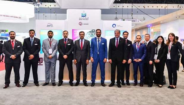 Qatargas CEO Sheikh Khalid bin Khalifa al-Thani and senior company executives at the 19th International Conference & Exhibition on Liquefied Natural Gas (LNG2019), which was held recently in Shanghai. Qatargas has supplied LNG to China for 10 years, having safely delivered more than 500 cargoes to date.