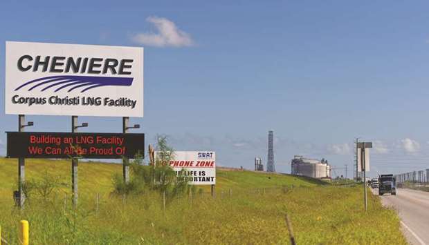 A signage stands outside the Cheniere Energy LNG export terminal in Corpus Christi (file). A supply deal between Cheniere and China Petrochemical Corp, known as Sinopec, is expected to be awaiting a resolution to the US-China trade spat.