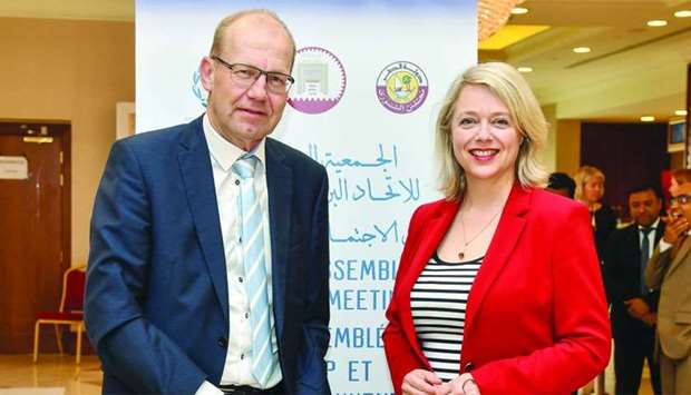 AH (Agnes) Mulder and Joop Atsma at the IPU assembly on Monday. PICTURE: Noushad Thekkayilrnrn