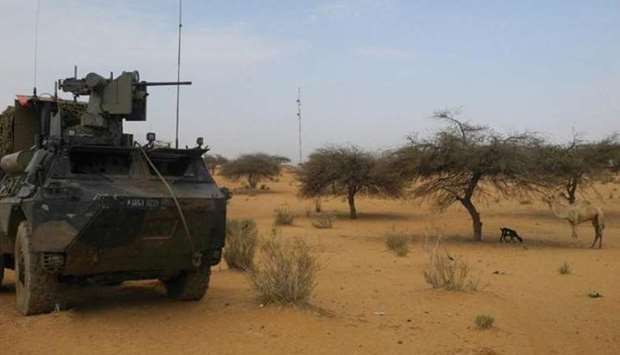 An armored vehicle of the French Barkhane force in Gossi, central Mali, March 25, 2019.