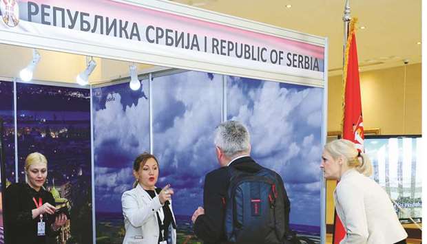 Olga Gekic and Ana Kovacevic brief delegates about Serbia, the next host of the IPU conference in October. PICTURE: Ram Chand
