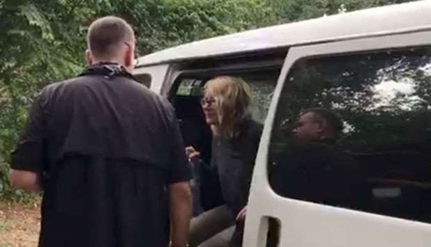 US tourist Kimberly Sue Endicott is seen after her rescue in Uganda