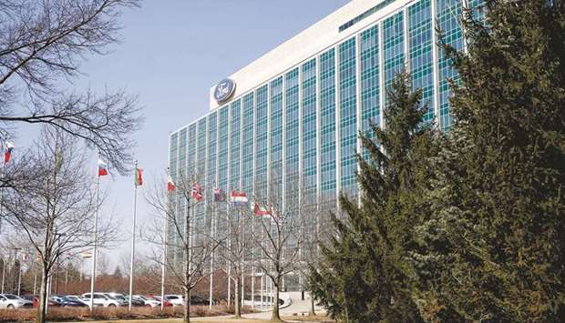 The Ford Motor Co headquarters in Dearborn, Michigan. Ford bonds posted the biggest gains in the high-yield index, with its 7.45% debt due 2031 up 18 cents on the dollar.