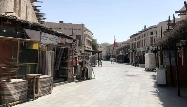 A view shows Souq Waqif almost empty, following the outbreak of coronavirus