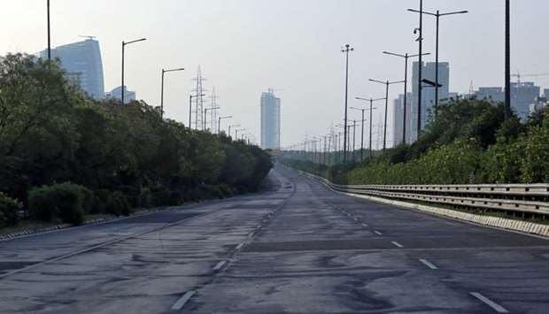 A deserted view of Yamuna Expressway that connects Delhi with Agra during a 21-day nationwide lockdown to slow the spreading of the new coronavirus in Agra, India
