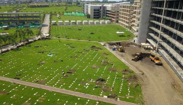 Aerial view of new graves at the Jardines de la Esperanza cemetery in Guayaquil, Ecuador yesterday as the number of deaths increased due to Covid-19 infections