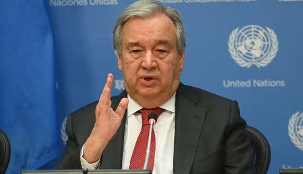 United Nations Secretary General Antonio Guterres speaks during a press briefing at United Nations Headquarters on February 4, 2020 in New York City