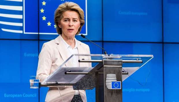 Ursula von der Leyen, European Commission president, speaks during a news conference in Brussels.