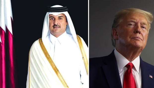 His Highness the Amir Sheikh Tamim bin Hamad al-Thani held Wednesday a telephone conversation with US President Donald Trump during which they discussed the strategic relations between the two countries and aspects of enhancing them, and reviewed the latest developments on the regional and international arenas. During the phone call, they discussed means of combating the novel coronavirus (Covid-19) epidemic and preventing and limiting its spread, in addition to areas of co-operation in this regard.