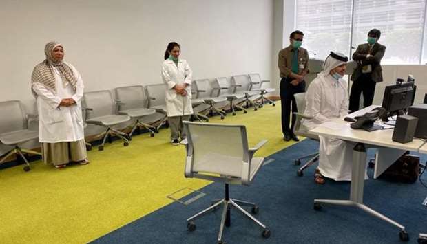 HE Sheikh Thani was briefed, during his visit to the Qatar Rehabilitation Center, on the virtual activities of the elderly clinic