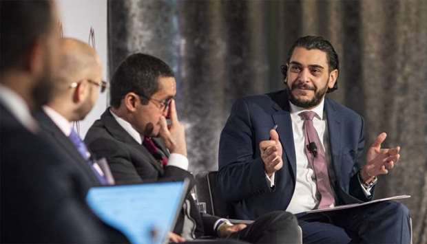 File photo shows USQBC managing director Mohamed Barakat (right) in a dialogue with Qatari officials during a forum.
