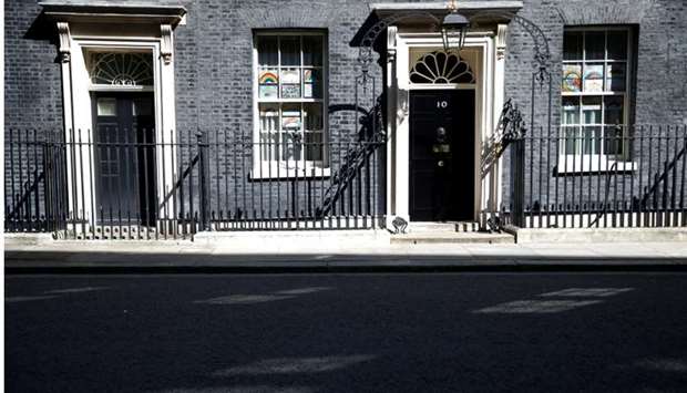 General view of 10 Downing Street, Britain's Prime Minister Boris Johnson is to return to work on Monday after recovering from the coronavirus disease, London