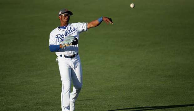 Khalil Lee of the Kansas City Royals warms up before the Arizona Fall League All Star Game at Surprise Stadium in Arizona on November 3, 2018. (TNS)
