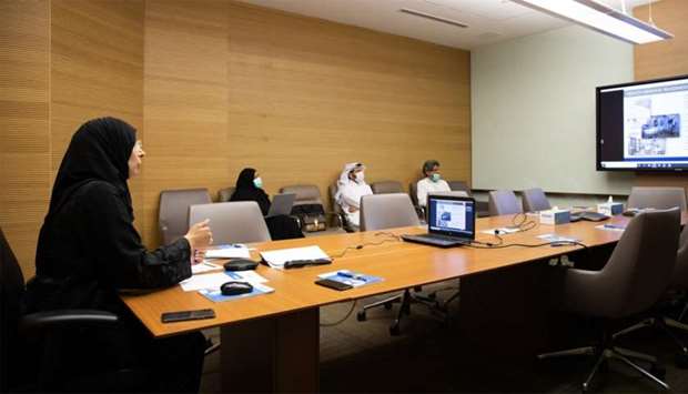 HE the Minister of Public Health Dr Hanan Mohamed al-Kuwari during the virtual meeting with WHO officials.