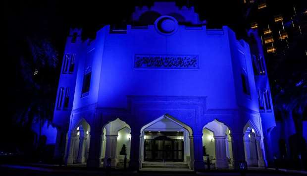 The QRCS main building was lighted in blue last night, in a gesture expressing solidarity with the global campaign to raise awareness of autism