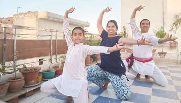 HEALTHY LIFESTYLE: Rahul, his wife Nandini and their nine-year-old son Bharat, have been practicing yoga early morning from 6am to 7am, and in the evening from 7pm to 9pm they practice Bharatanatyam to keep themselves fit both mentally and physically.
