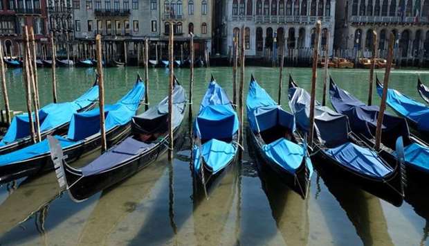Clear water is seen in Veniceu2019s canals due to less tourists, motorboats and pollution, as the spread of the coronavirus disease continues, in Venice, Italy.