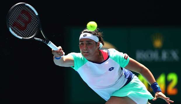Tunisiau2019s Ons Jabeur in action during her Australian Open quarter-final against Sofia Kenin of the US in Melbourne on January 28, 2020. (Reuters)
