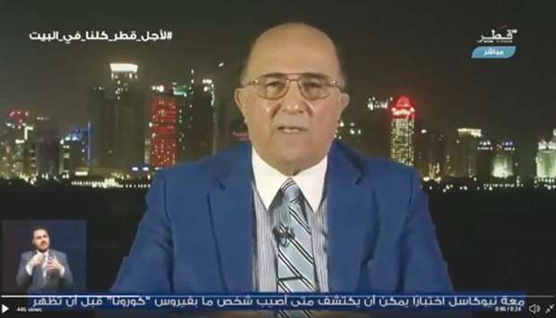 Dr Fouad al-Shaaban speaking at a programme on Qatar TV yesterday.