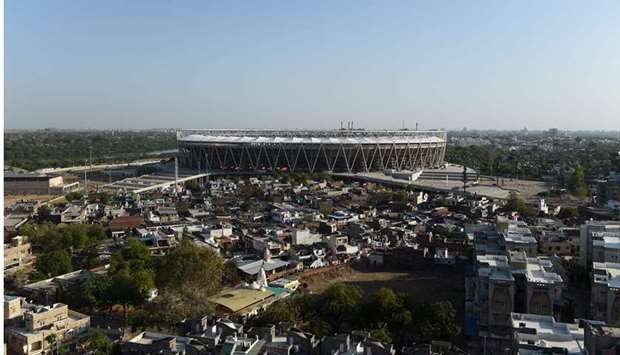 This photograph taken on April 3, 2020, shows a general view of the Sardar Patel Stadium during a government-imposed nationwide lockdown as a preventive measure against the Covid-19 in Motera. (AFP)